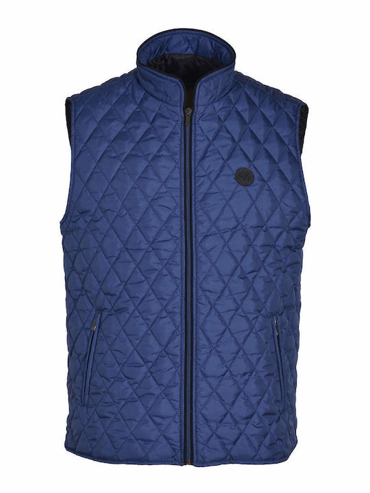 Makis Tselios Fashion Ärmellos Herren Winter Jacke Lässig Blau