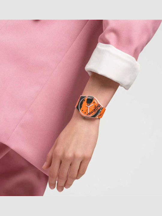 Swatch Swatch Women's Watch with Orange Rubber Strap