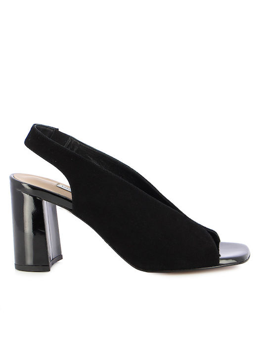 Guy Laroche Piele Sandale dama cu Toc Inalt in Culorea Negru