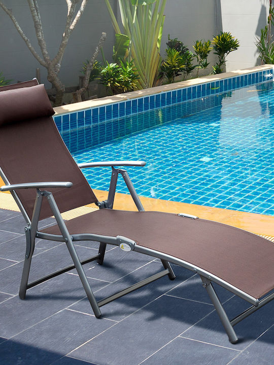 Liegestuhl Relax mit Kissen Braun 180x63.5x33cm.