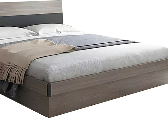 Daizy Легло Полутораспално Дървено Walnut-grey с Място за Съхранение & Ламели за Матрак 120x200см