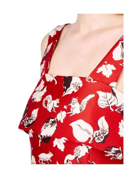 Sommer Midi Damenkleid Rot