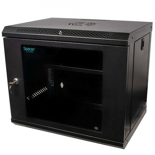 Spacer Стенен Рак Шкаф 9U 45x45x45 см Черен