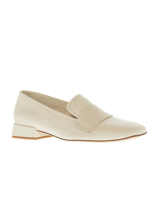 Pedro Garcia Leather Women's Loafers in Beige Color