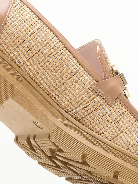 Δερμάτινα Γυναικεία Loafers σε Ταμπά Χρώμα