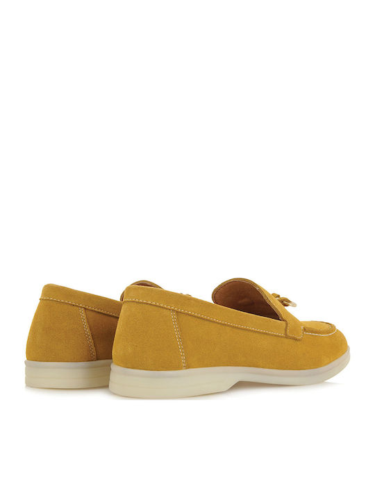 Δερμάτινα Γυναικεία Loafers σε Κίτρινο Χρώμα