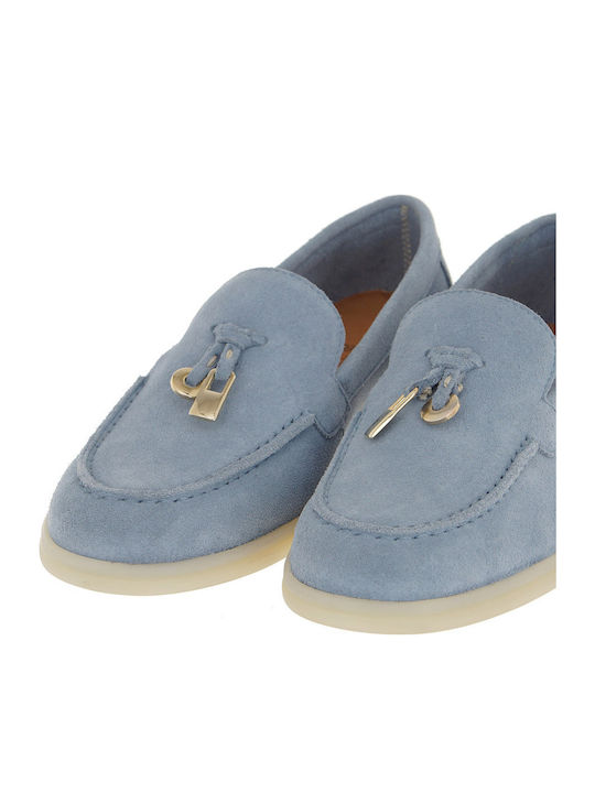 Δερμάτινα Γυναικεία Loafers σε Γαλάζιο Χρώμα