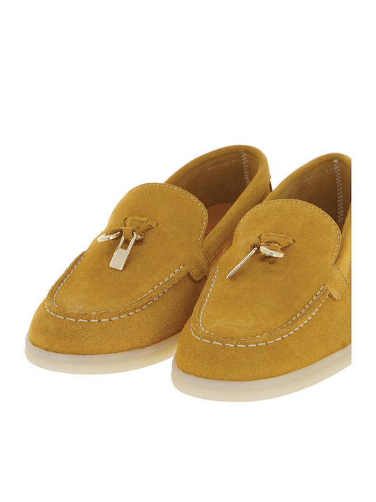Δερμάτινα Γυναικεία Loafers σε Κίτρινο Χρώμα