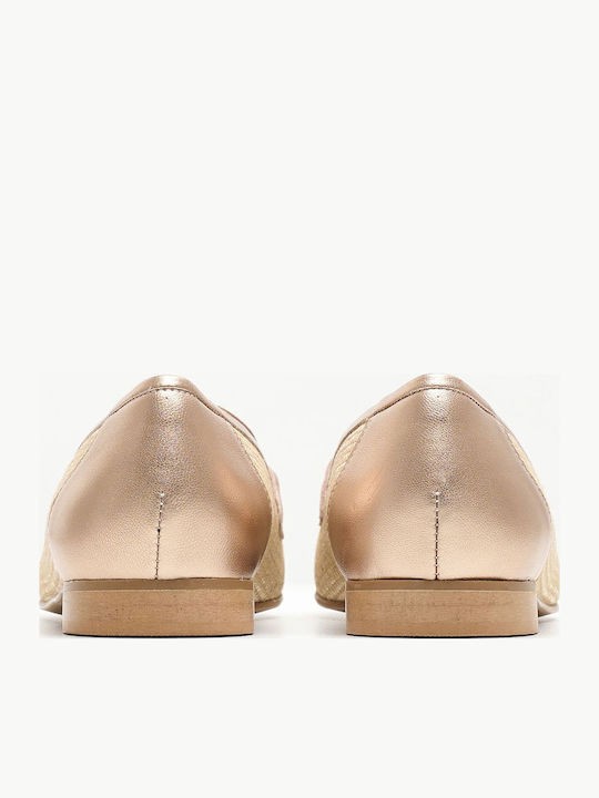 Δερμάτινα Γυναικεία Loafers σε Μπεζ Χρώμα
