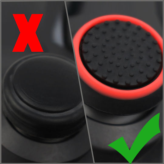 Set 2 Joystick-Abdeckungen Zola Silikon Universal Playstation Xbox 22x5 mm Schwarz Rot