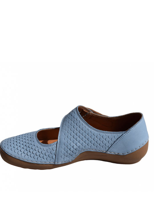 Lederne Damen Ballerinas in Blau Farbe