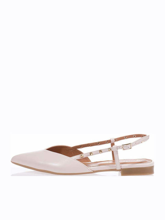 Lederne Damen Ballerinas in Beige Farbe