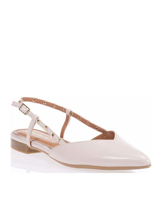 Lederne Damen Ballerinas in Beige Farbe