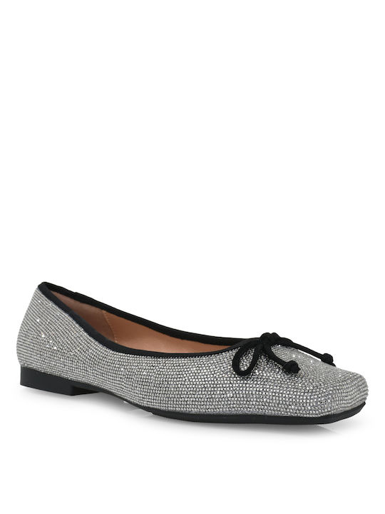 Alessandra Bruni Fabric Ballerinas Silver