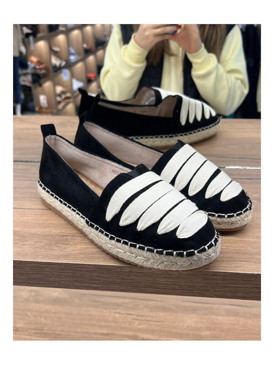 Stoff Damen Espadrilles in Schwarz Farbe