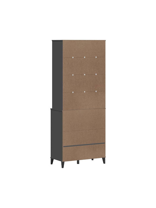 Boden Wohnzimmer-Vitrine mit Glas Charcoal Grey 80x40x200cm