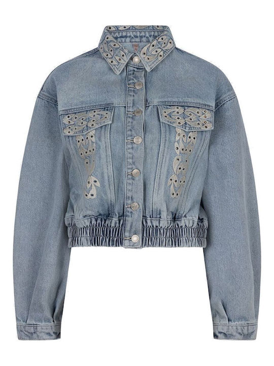 Esqualo Women's Short Jean Jacket for Spring or Autumn Blue