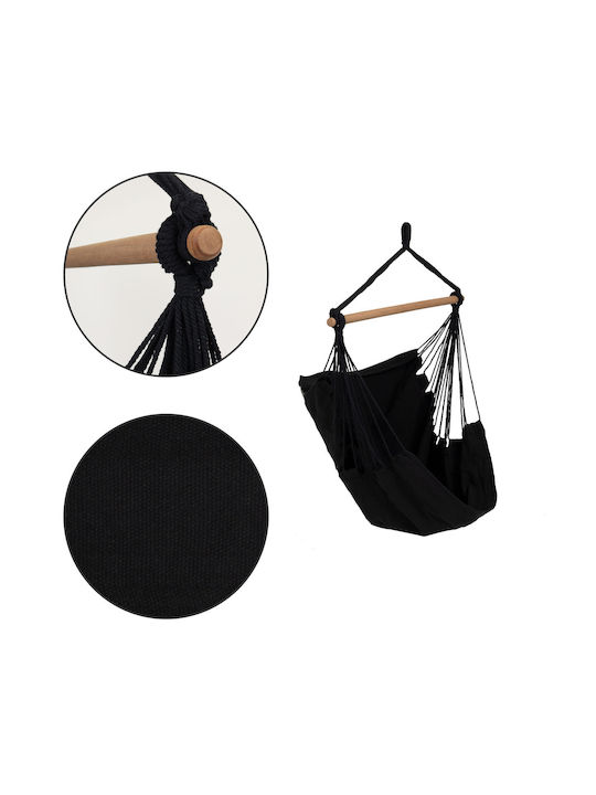 Leagăn Suspendat Fotoliu Cu Pernă Material Textil Negru L96xA115xÎ115cm
