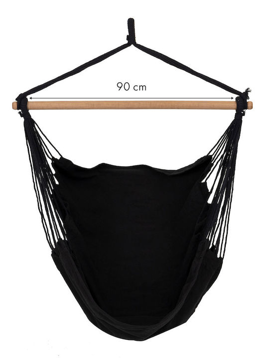 Leagăn Suspendat Fotoliu Cu Pernă Material Textil Negru L96xA115xÎ115cm