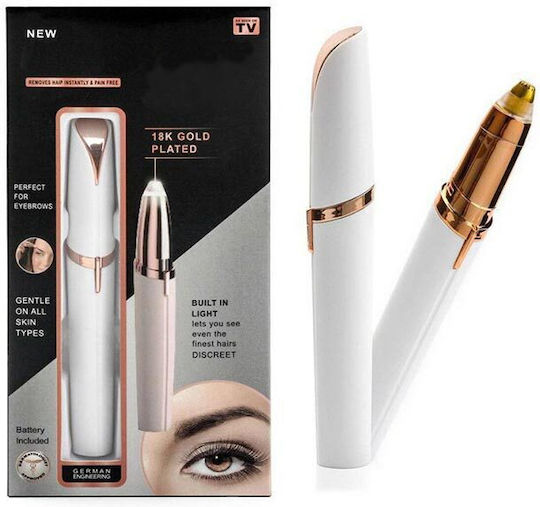 Eyebrow Nose Hair Removal Trimmer White-Gold 13x1.5 Cm Aria Trade