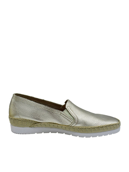 Γυναικεία Slip-On Δερμάτινα Χρυσά