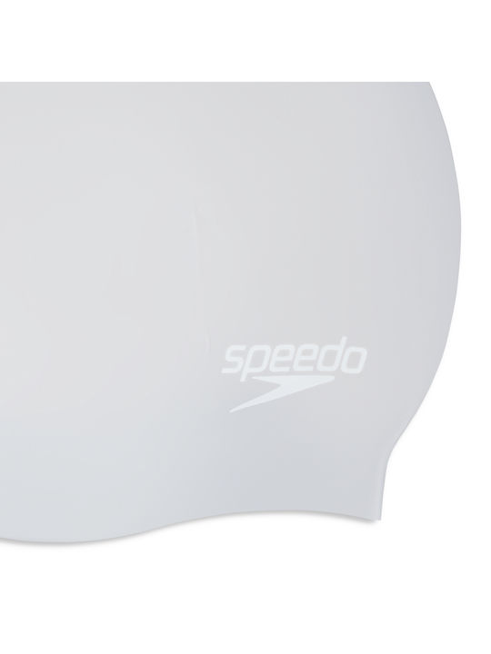 Speedo Long Hair Silicone Adults Swimming Cap Silver