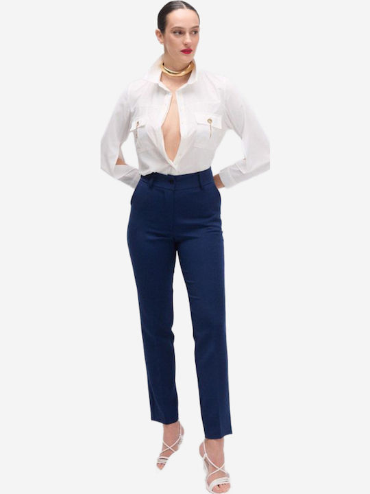 Damen Blau Set mit Hoch tailliert Hose in Gerader Linie