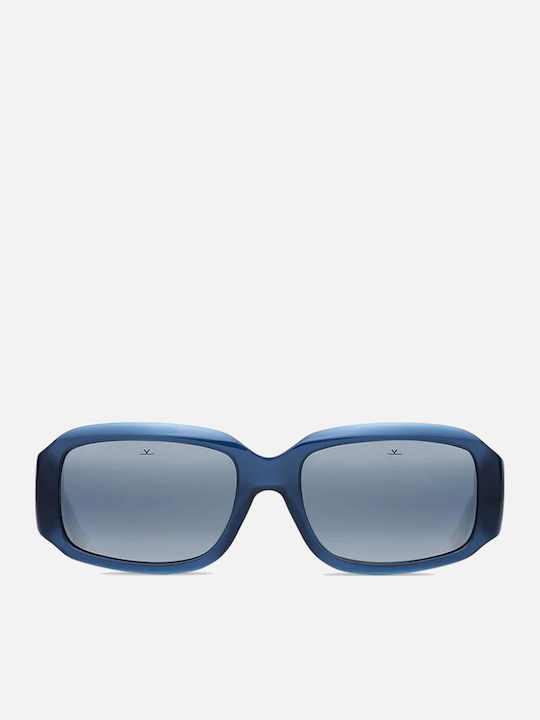 Women's Sunglasses with Blue Plastic Frame and Blue Gradient Lens