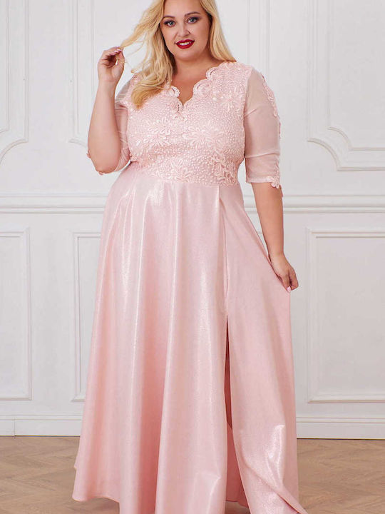 Brak Maxi Kleid mit Schlitz Peach