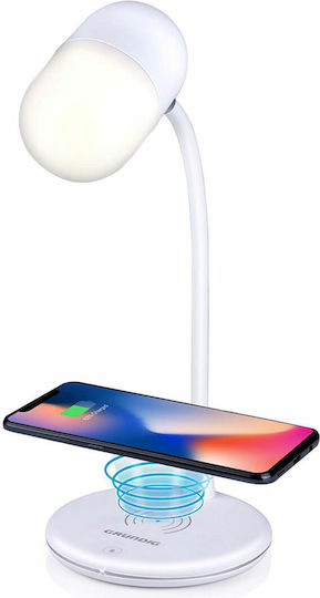 Grundig Kunststoff Tischlampe LED mit Weiß Schirm und Basis