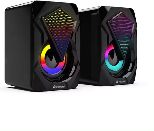 Kisonli L-9090 2.0 Speakers with RGB 3W Black