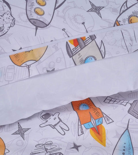 Das Home Space Rocket Set Kids Duvet Cover Single with Pillowcase Yellow-grey-blue 160x240cm