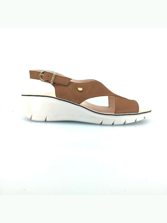 Laura Azana Leather Women's Flat Sandals Anatomic in Tabac Brown Color