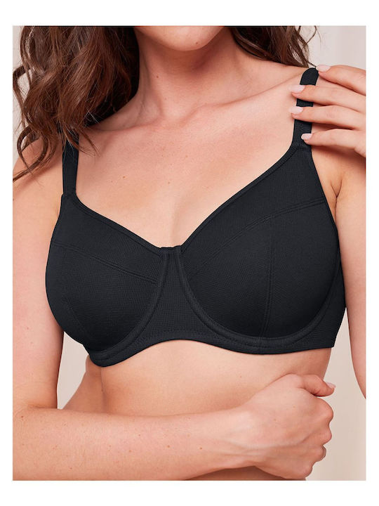 Underwire Bikini Bra with Adjustable Straps Black