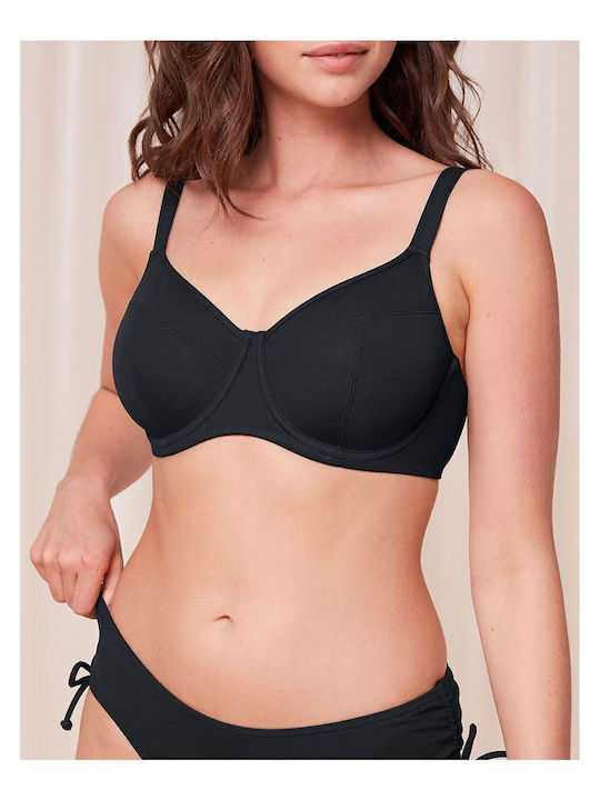 Underwire Bikini Bra with Adjustable Straps Black