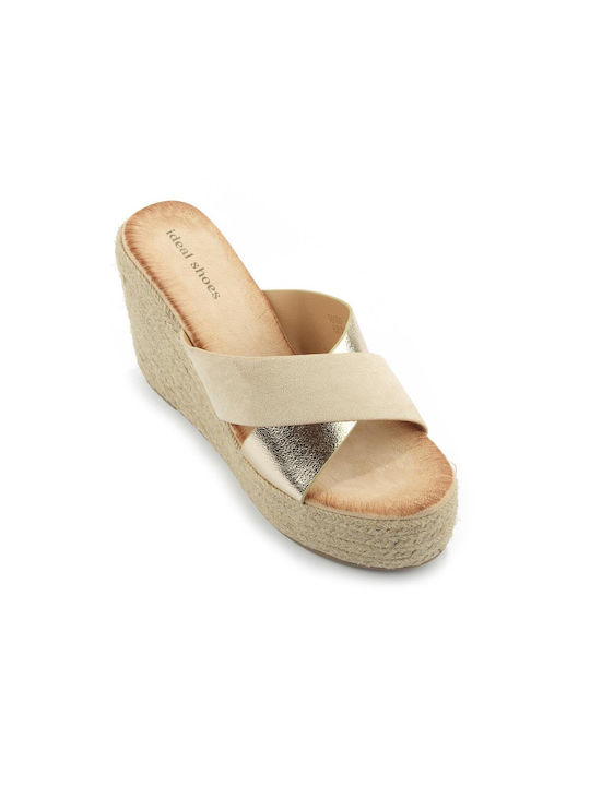 Fshoes Women's Platform Wedge Sandals Beige