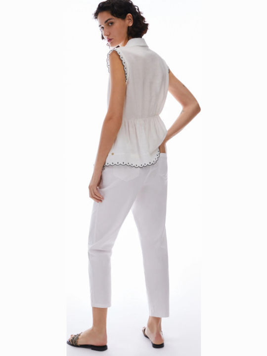 Women's Fabric Trousers in Regular Fit Ivory