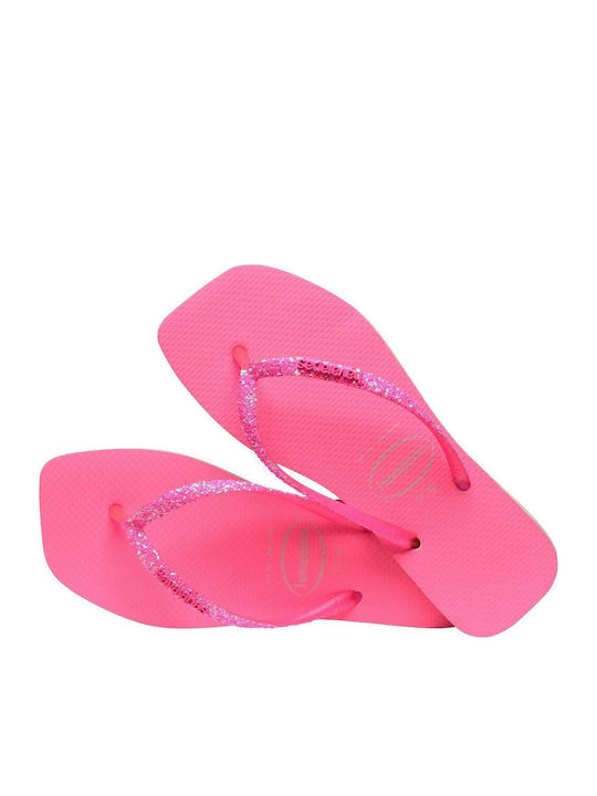 Square Glitter Neon Șlapi în Culoare Bej