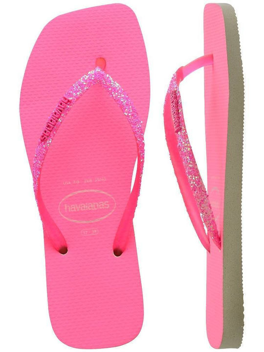 Square Glitter Neon Șlapi în Culoare Bej