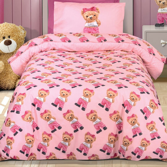 Greenwich Polo Club 8839 Set Kids Duvet Cover Single with Pillowcase Grey, Beige, Pink 160x240cm