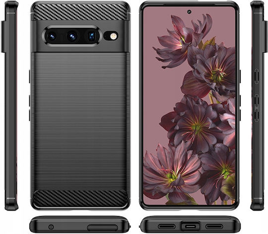 Spacecase Carbon Задна корица Силикон Черен (Google Pixel 7 Pro)