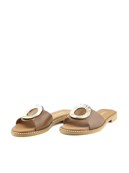 Ragazza Heel Leather Mules Brown