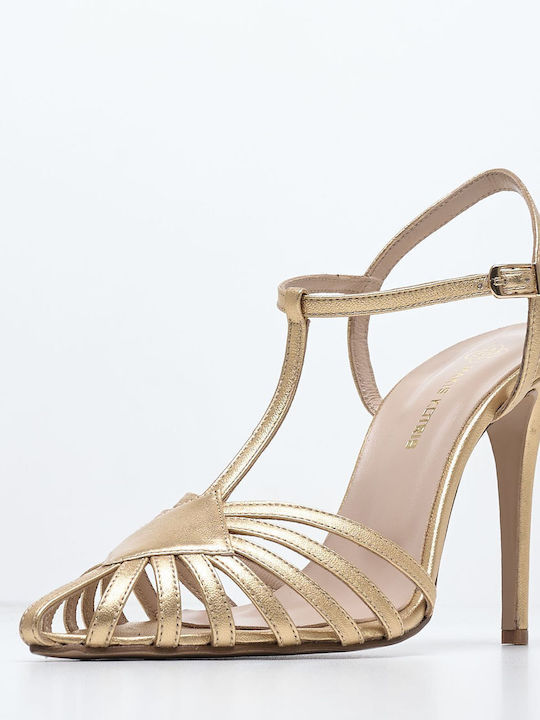 Women's Pumps & Peeptoes High 90.700 Gold Leather Makis Kotris