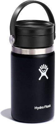 Hydro Flask Hydro Flask Wide Mouth Μπουκάλι Θερμός Ανοξείδωτο BPA Free Μαύρο 350ml