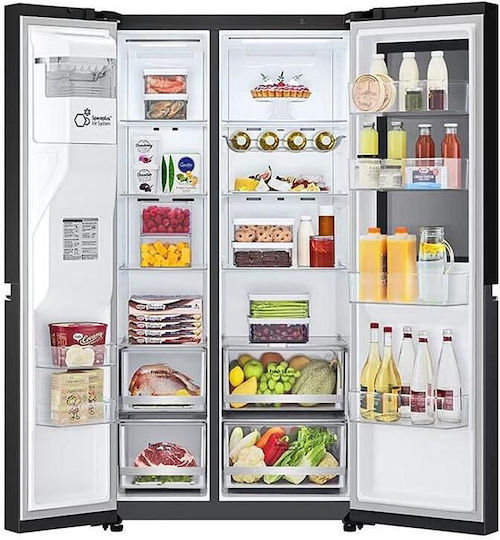 LG Side-by-Side Kühlschrank 635Es Total NoFrost H179xB91xT73.5cm. Schwarz GSGV80EPLD