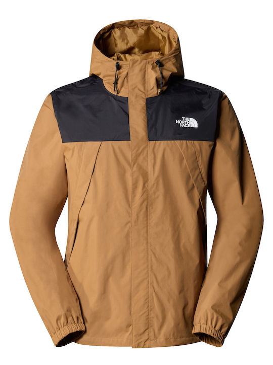 The North Face Antora Men's Leather Jacket Waterproof Brown-black