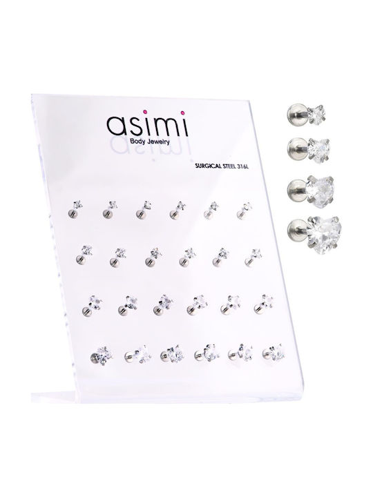 Σκουλαρικι Heart Tragus Zircon 3-4-5-6mm Surgical Steel 316l Σκουλαρικι Heart Tragus Zircon 3-4-5-6mm Surgical Steel 316l