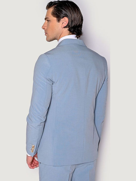 Men's Summer Suit with Vest Slim Fit Sky Blue