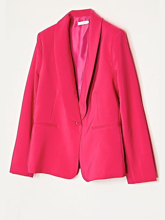 Cuca Damen Krepp Mittellang Blazer Fuchsia