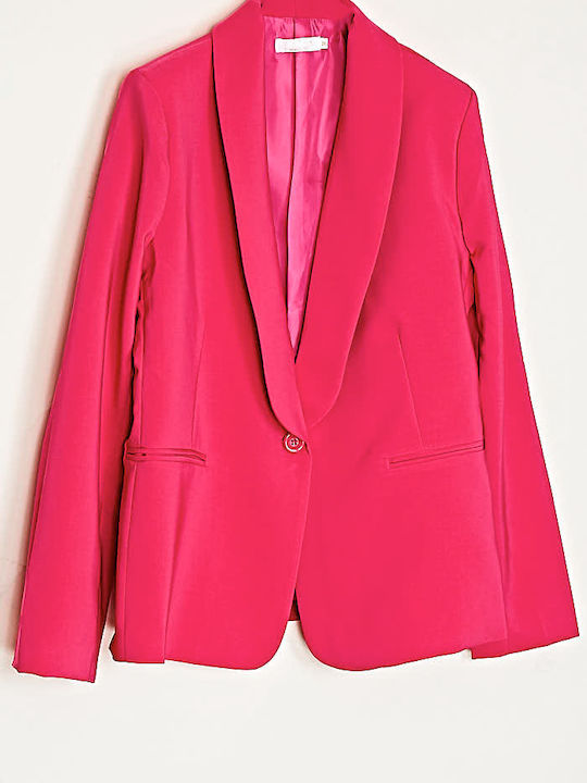 Cuca Damen Krepp Mittellang Blazer Fuchsia